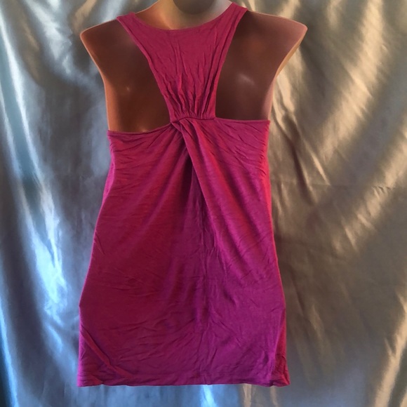 Pink boho hi lo racerback rayon tank top, M - Picture 5 of 7